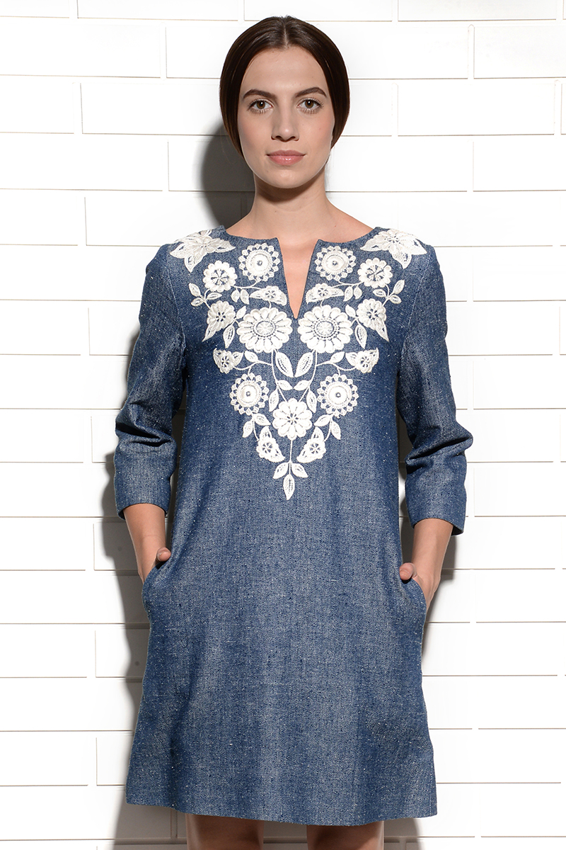 Panama Embroidered Tunic Shift Dress